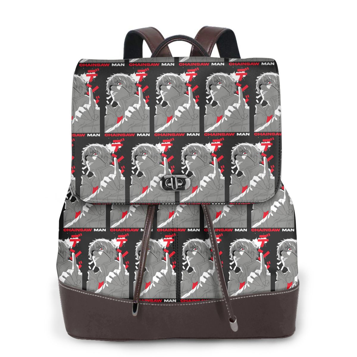 Leather Work Rucksack Mens - Anime Chainsaw Man Diabelskie Kobiety Miękki